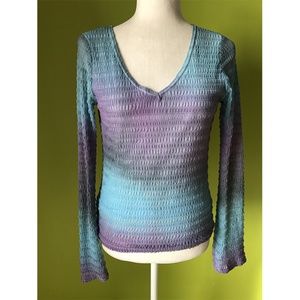 Wrapper Pastel Color Gradient Knit Top Sz L